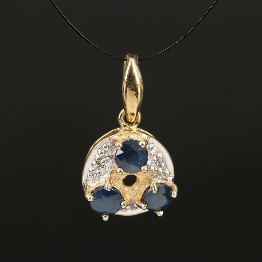 Sterling Sapphire and Zircon Pendant