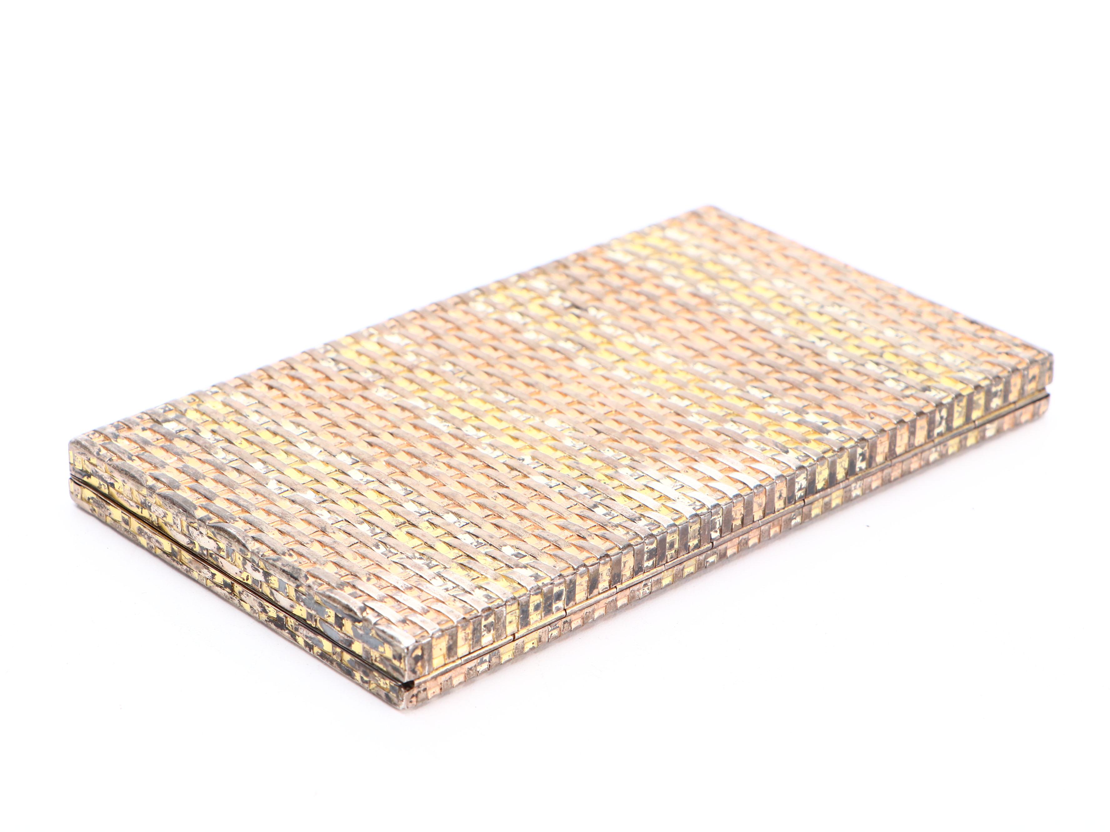 Evans Sterling Silver Cigarette Case in Tri-Tone Finish