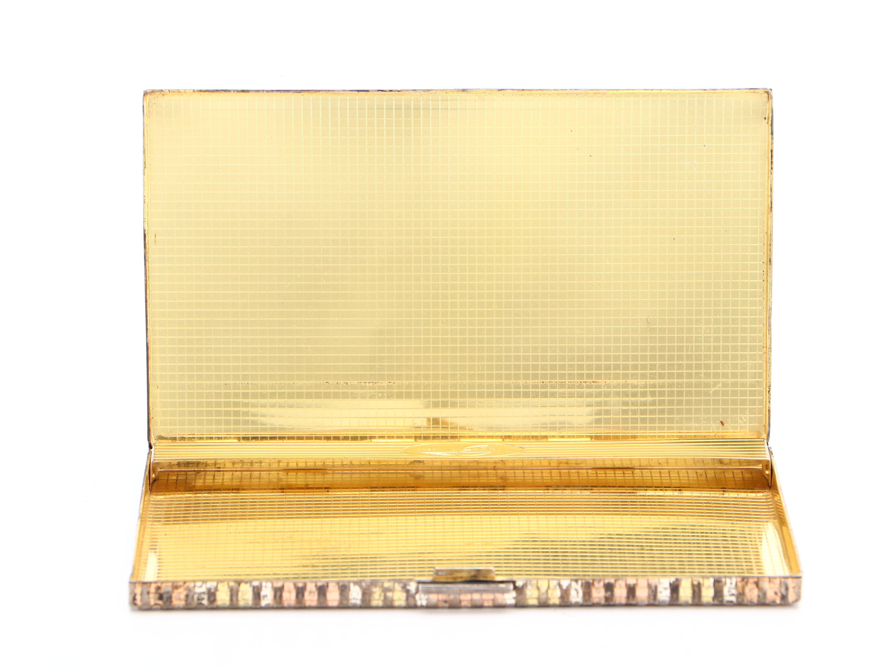 Evans Sterling Silver Cigarette Case in Tri-Tone Finish