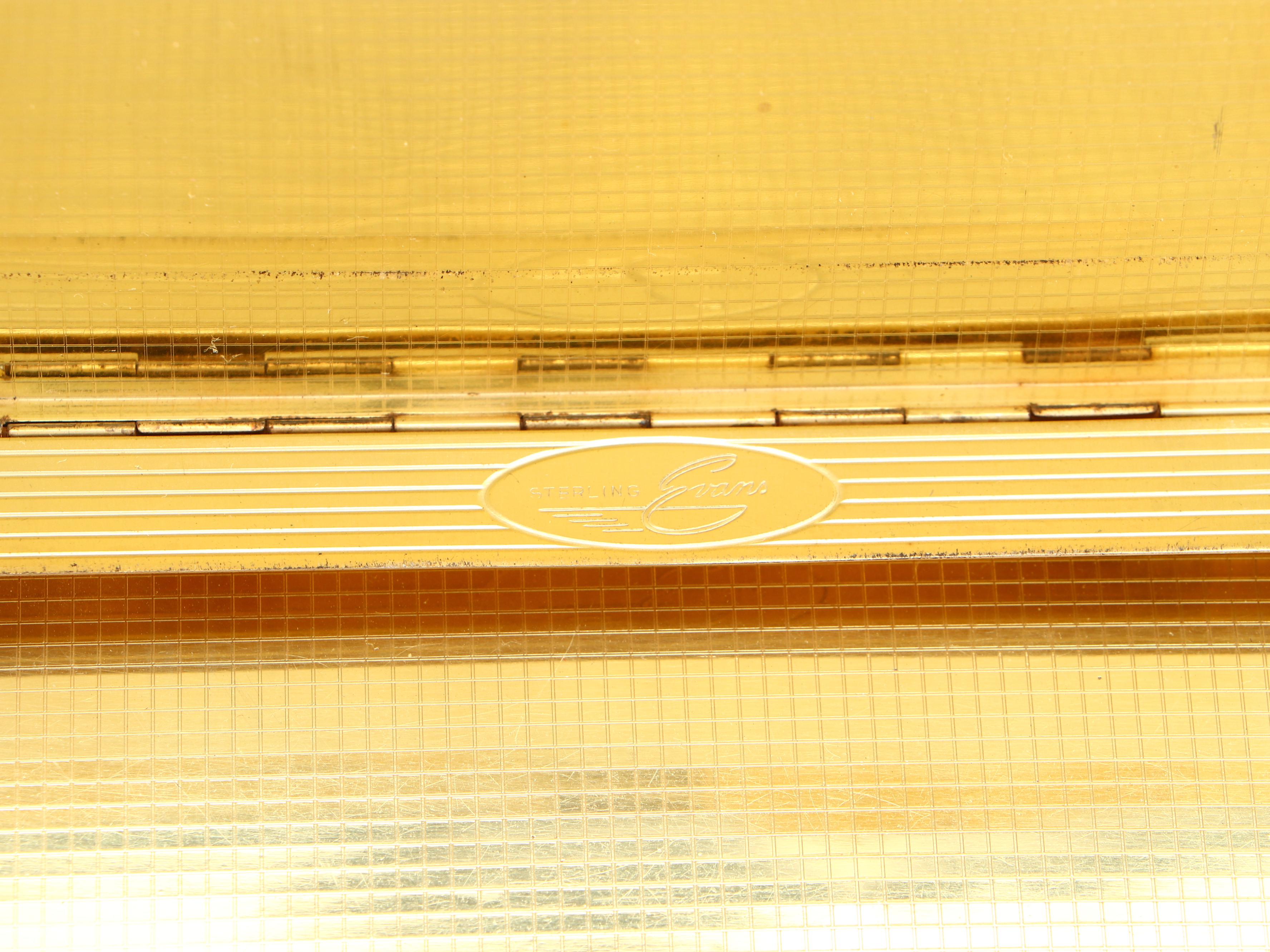 Evans Sterling Silver Cigarette Case in Tri-Tone Finish