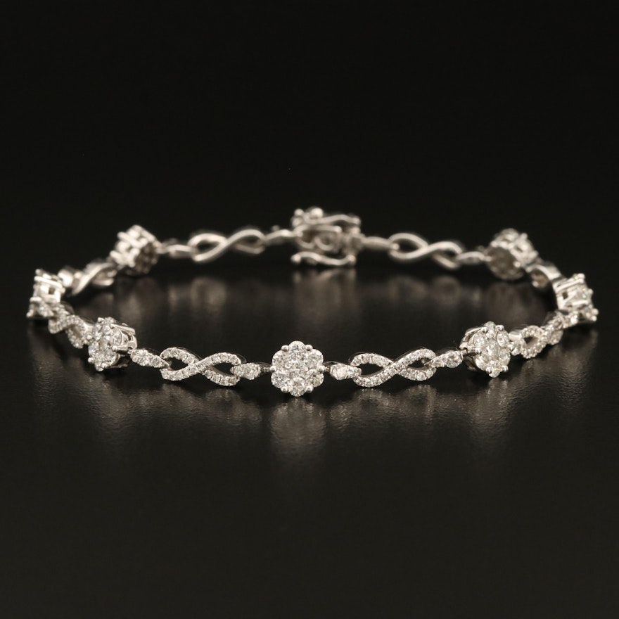 14K 3.00 Diamond Infinity Link Line Bracelet