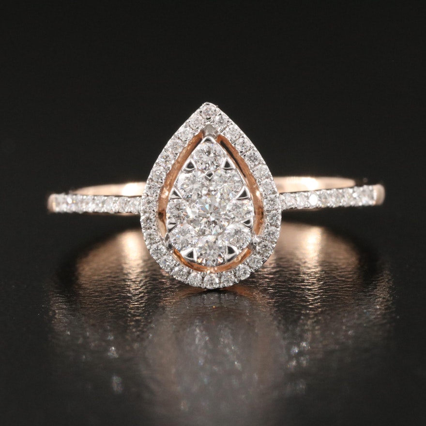 10K Rose Gold 0.46 CTW Diamond Cluster Halo Ring