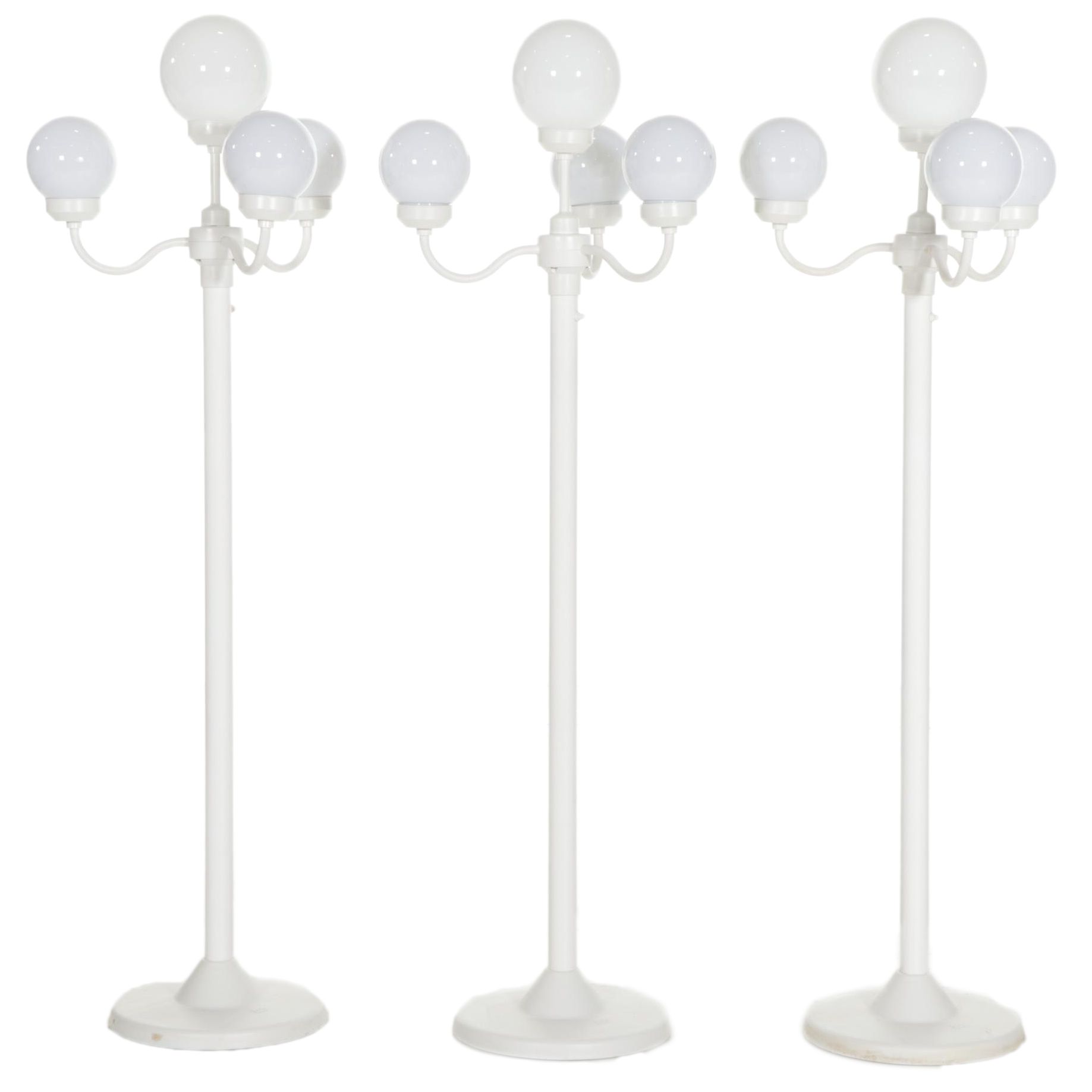 Three White Outdoor Lamp Post Style Lights