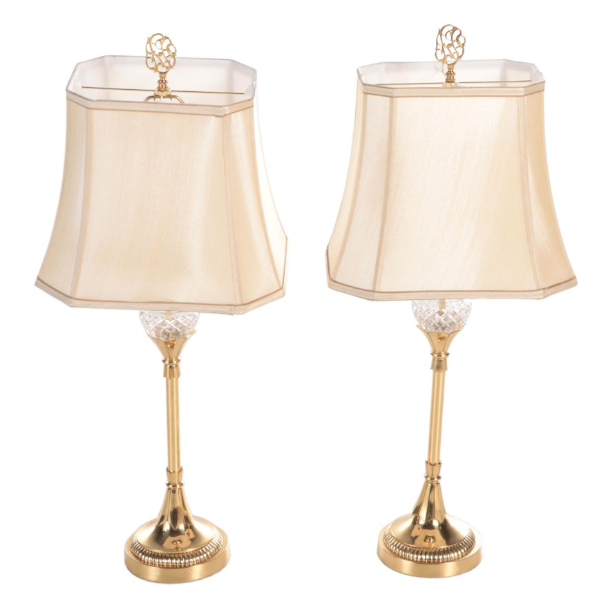 Brass and Crystal Buffet Table Lamps