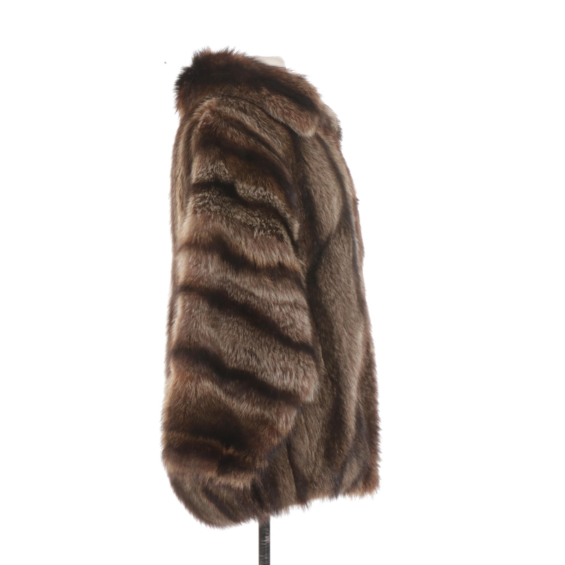 Full Pelt Raccoon Fur Dolman Sleeve Two-Way Zip Jacket, Mid to Late 20th Century
