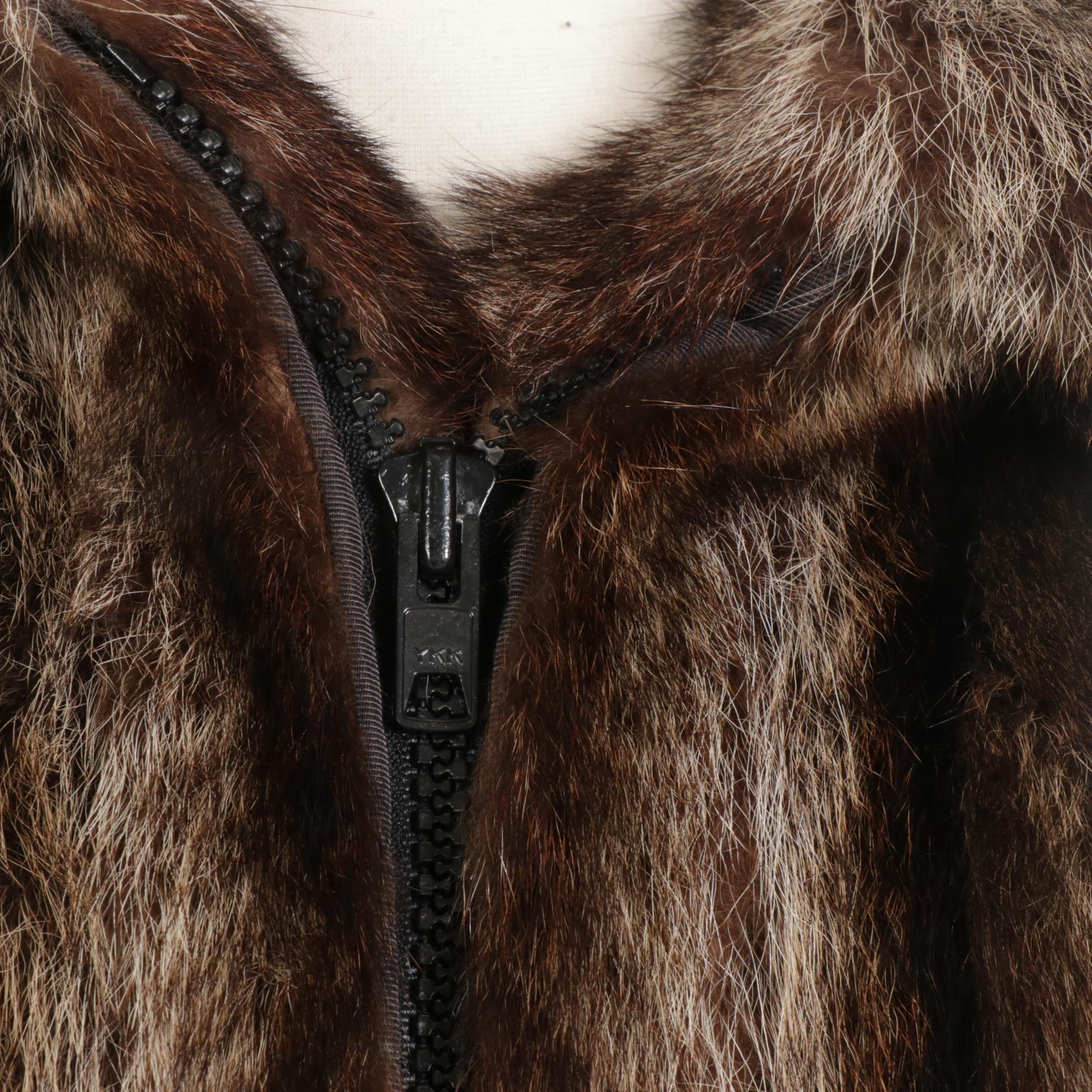 Full Pelt Raccoon Fur Dolman Sleeve Two-Way Zip Jacket, Mid to Late 20th Century