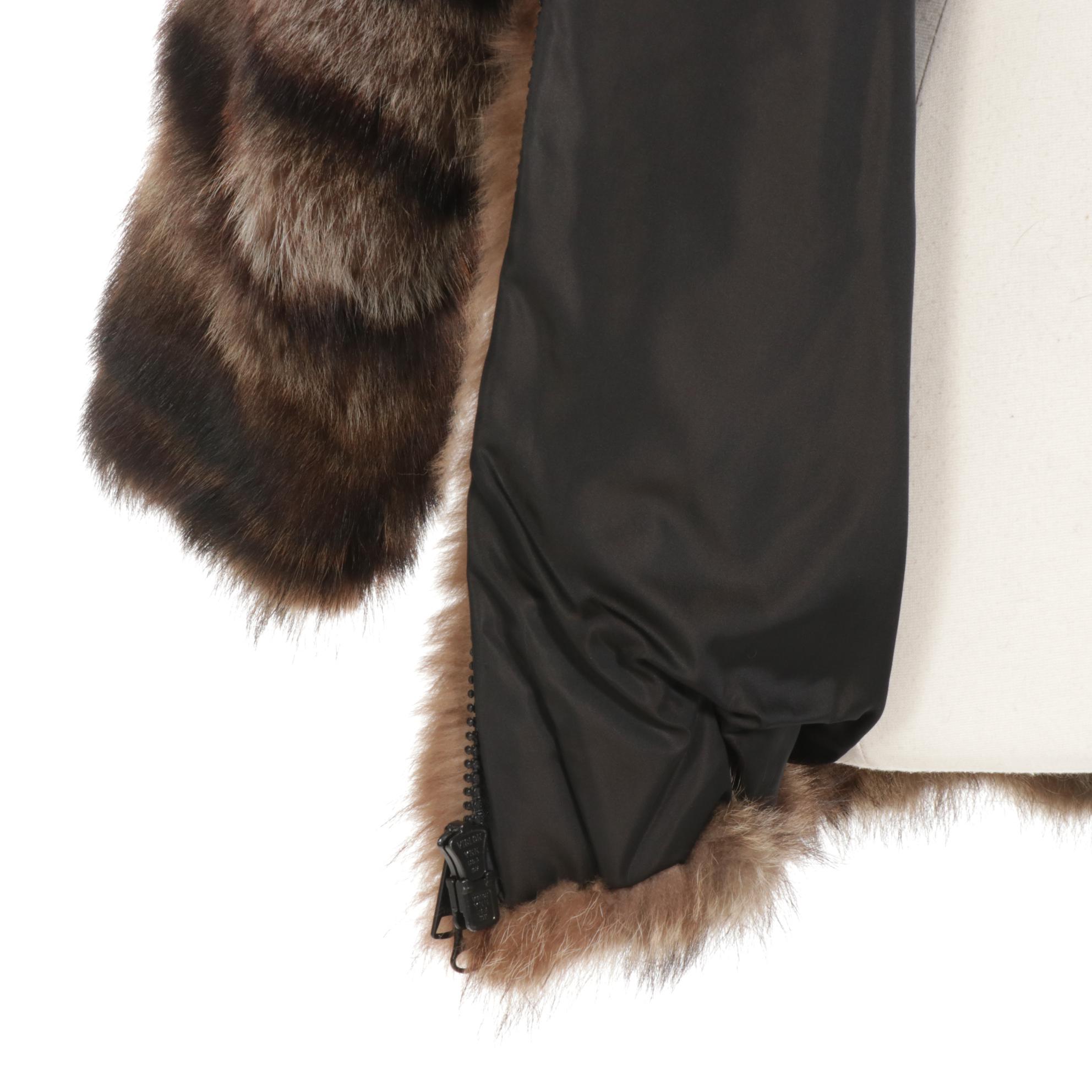 Full Pelt Raccoon Fur Dolman Sleeve Two-Way Zip Jacket, Mid to Late 20th Century