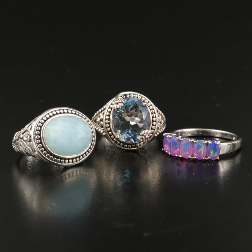 Sterling Gemstone Rings Including SeidenGang