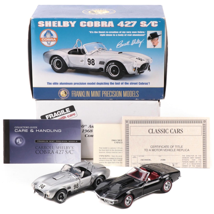 Franklin Mint 1:24 Shelby Cobra 427 S/C and Danbury Mint 1968 Corvette