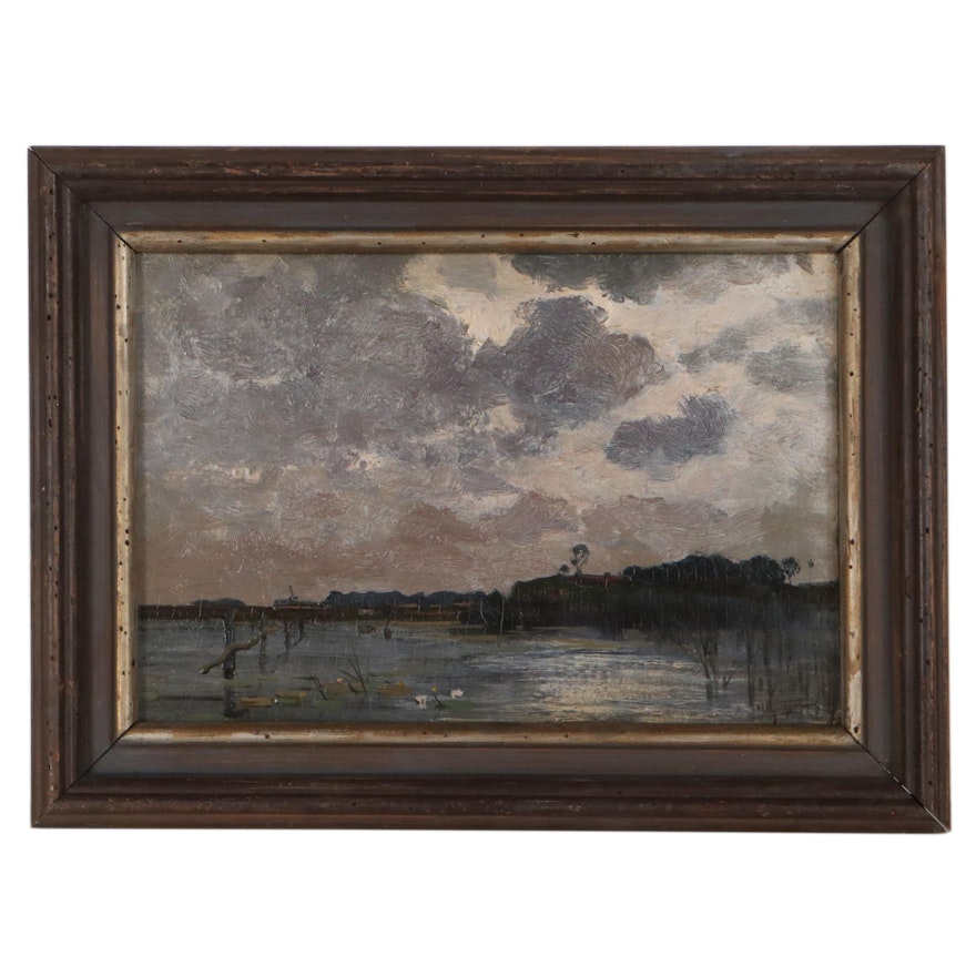 Hendrik Willebrord Jansen Oil Painting of Lake, Late 19th Century
