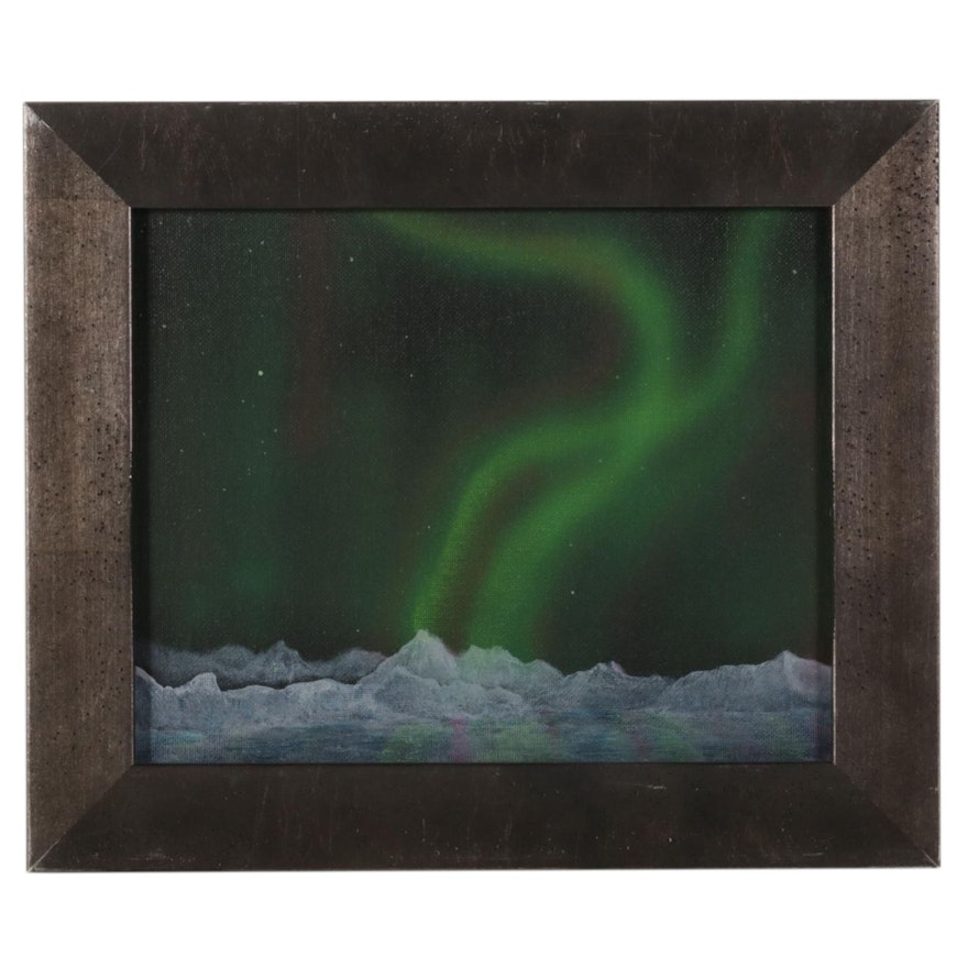 Sandra Johnson Airbrush and Acrylic Painting "Aurora Borealis," 2020