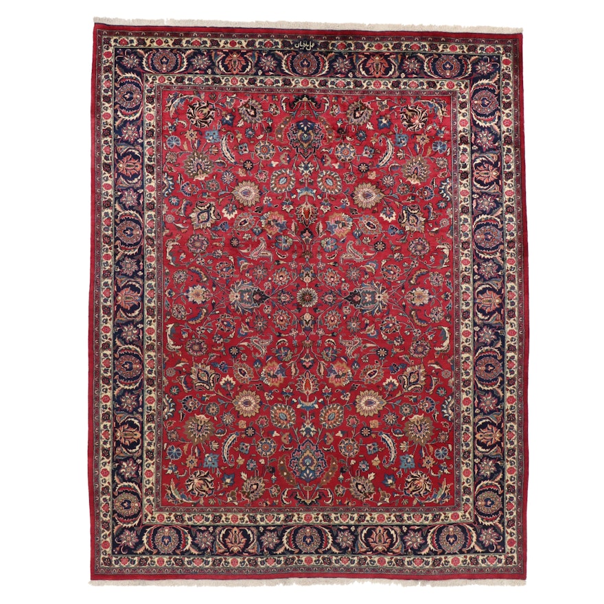 9'10 x 12'8 Hand-Knotted Persian Mashhad Room Sized Rug