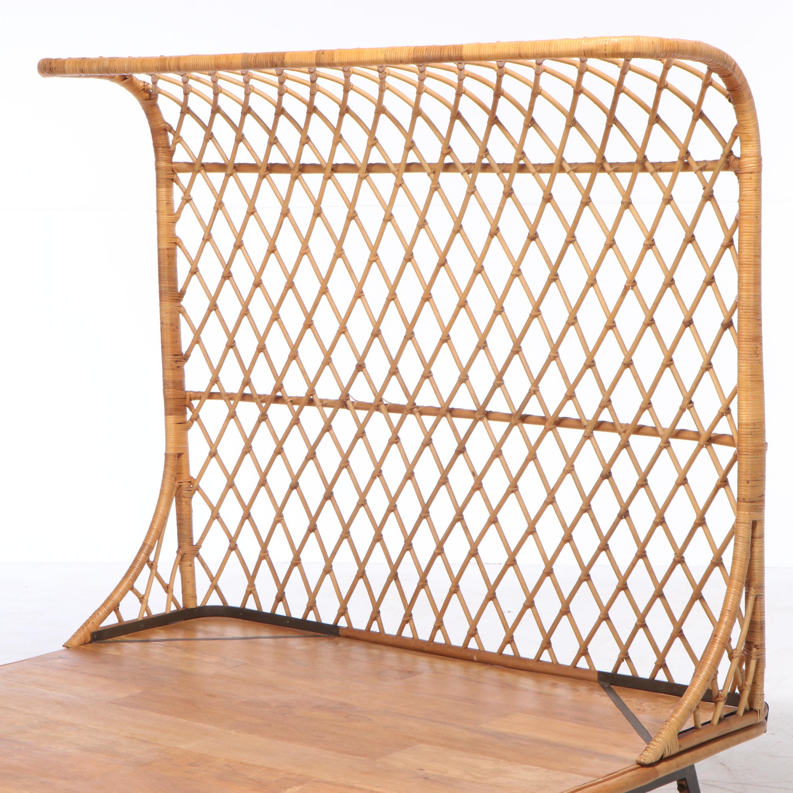 Anthropologie "Pari" Curved Rattan Queen Size Bed Frame