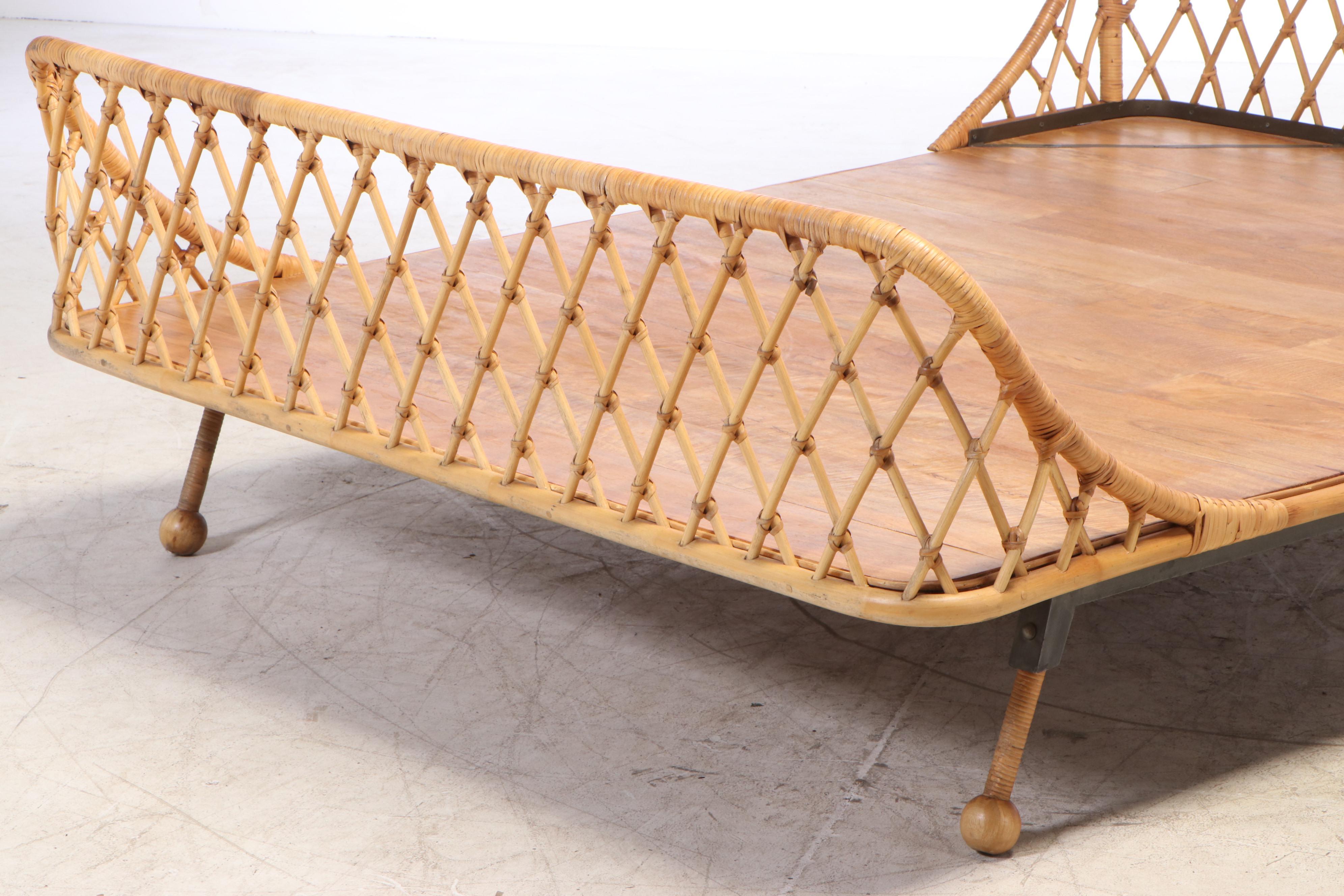 Anthropologie "Pari" Curved Rattan Queen Size Bed Frame