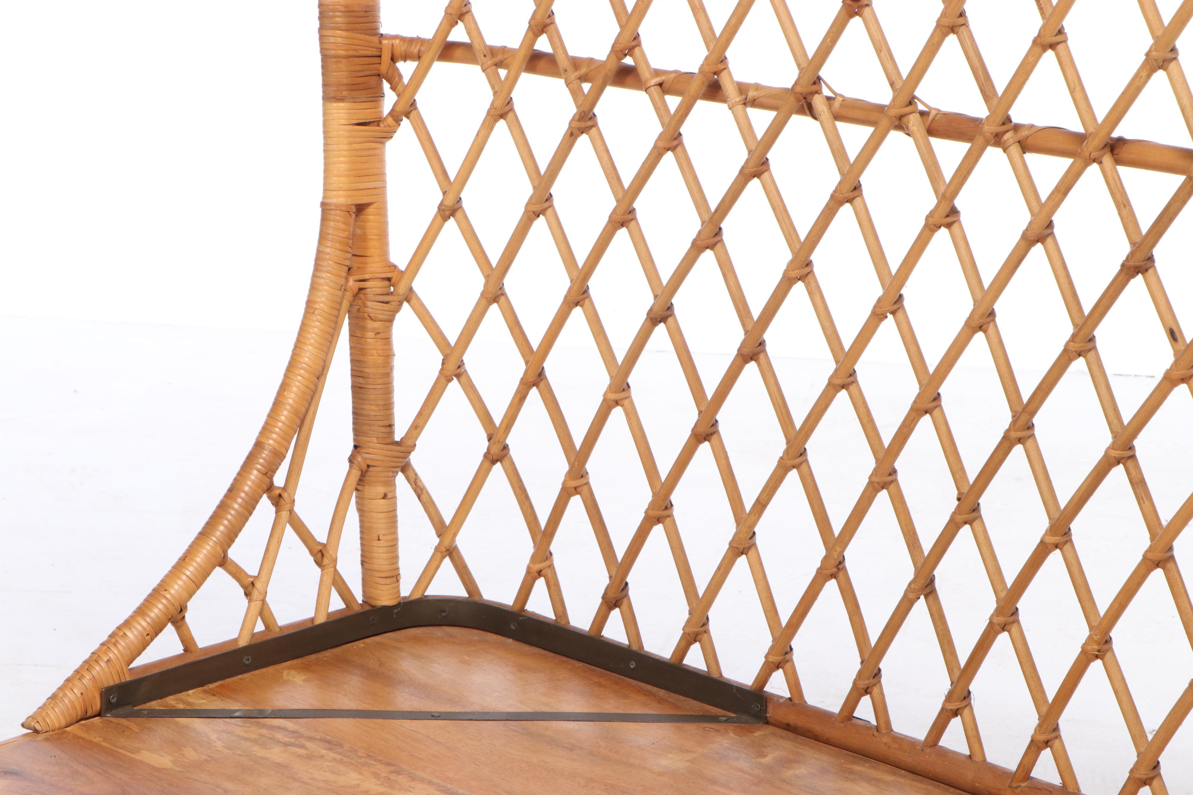 Anthropologie "Pari" Curved Rattan Queen Size Bed Frame