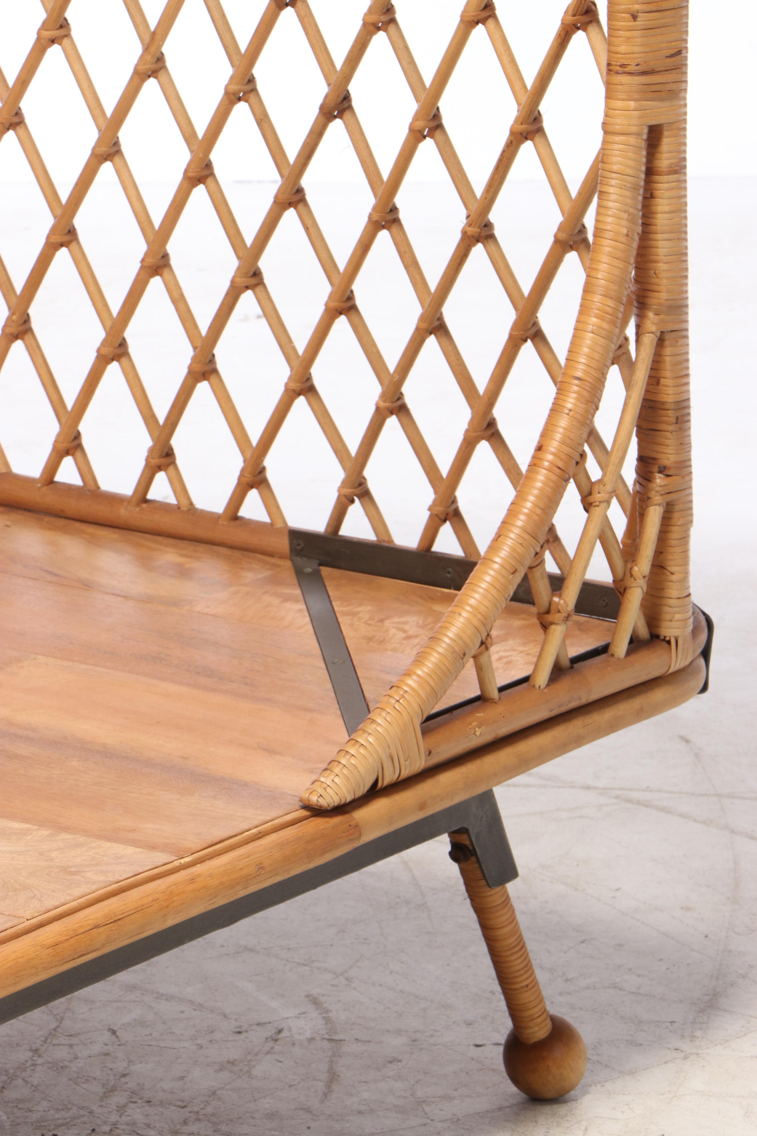 Anthropologie "Pari" Curved Rattan Queen Size Bed Frame