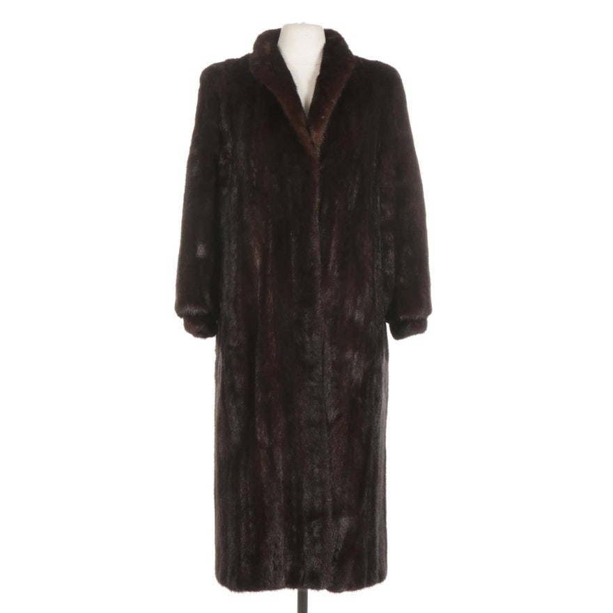 Mahogany Mink Fur Full-Length Coat with Banded Cuffs from Michael Fur Co.