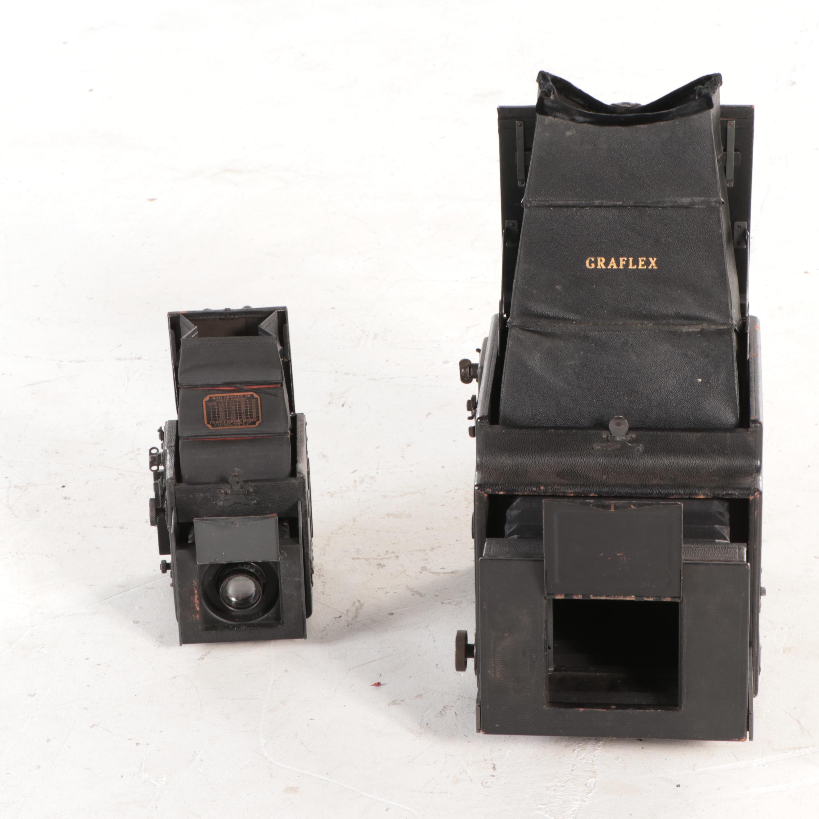 Eastman Kodak Auto Graflex and Graflex Jr. SLR Cameras with Tripods