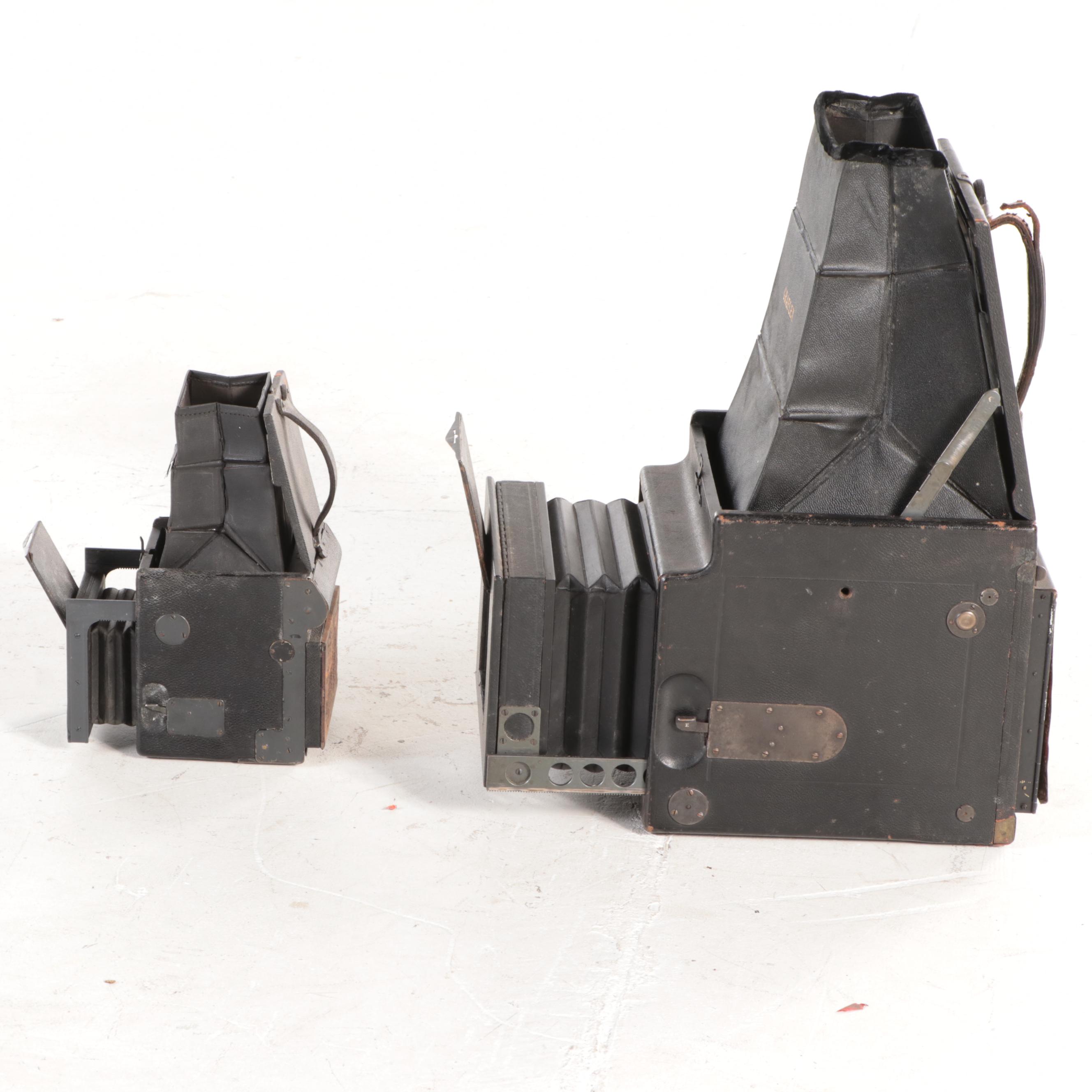 Eastman Kodak Auto Graflex and Graflex Jr. SLR Cameras with Tripods