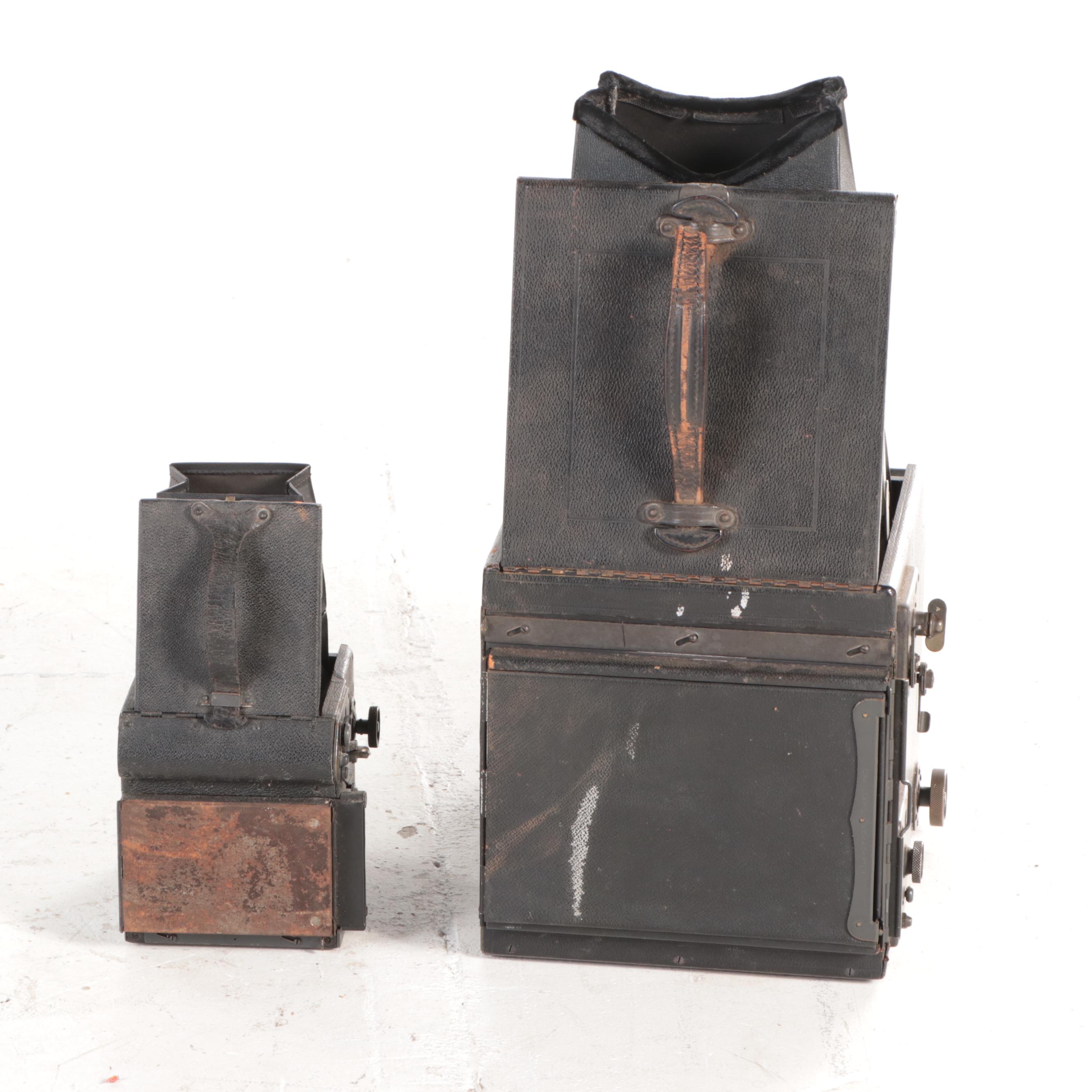 Eastman Kodak Auto Graflex and Graflex Jr. SLR Cameras with Tripods