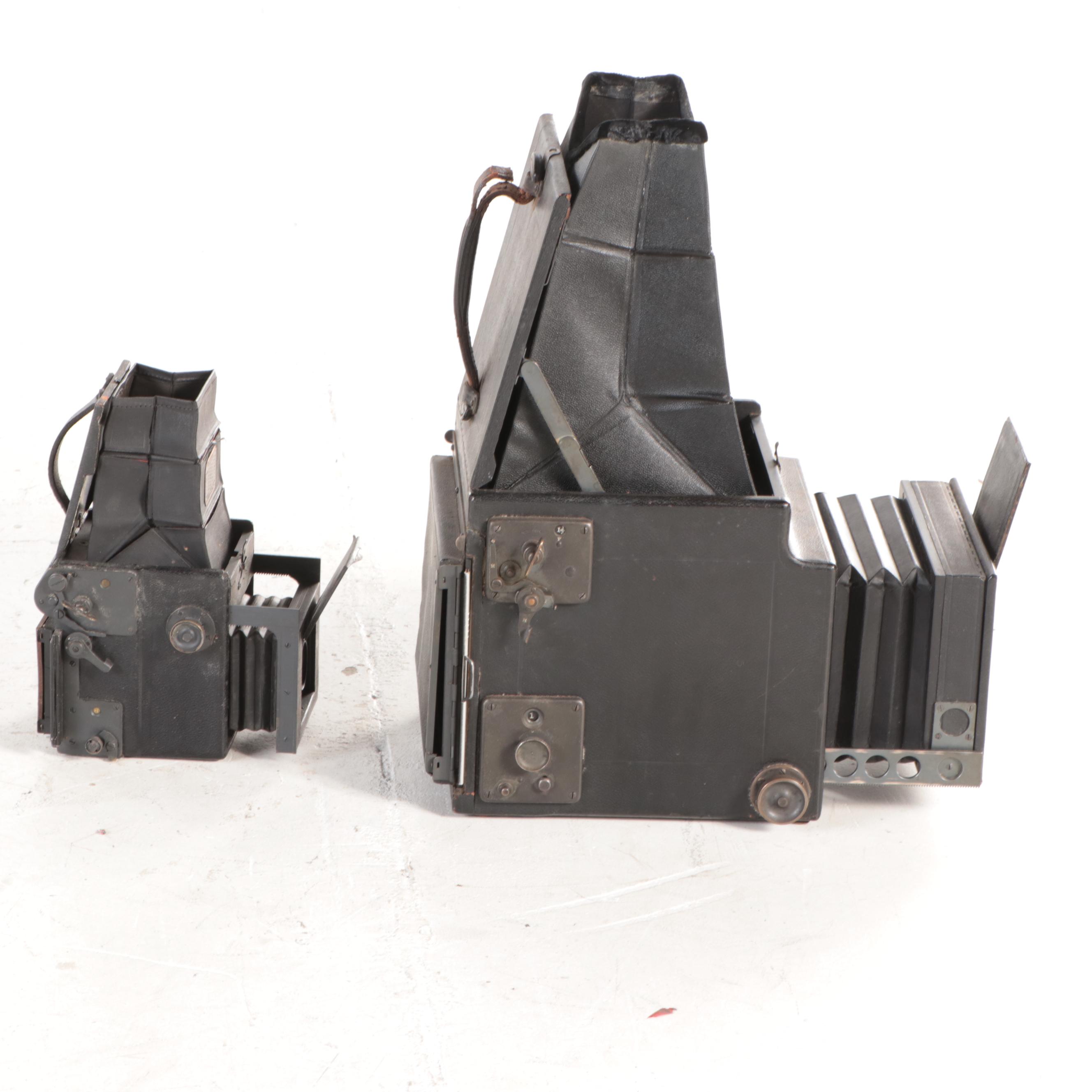 Eastman Kodak Auto Graflex and Graflex Jr. SLR Cameras with Tripods