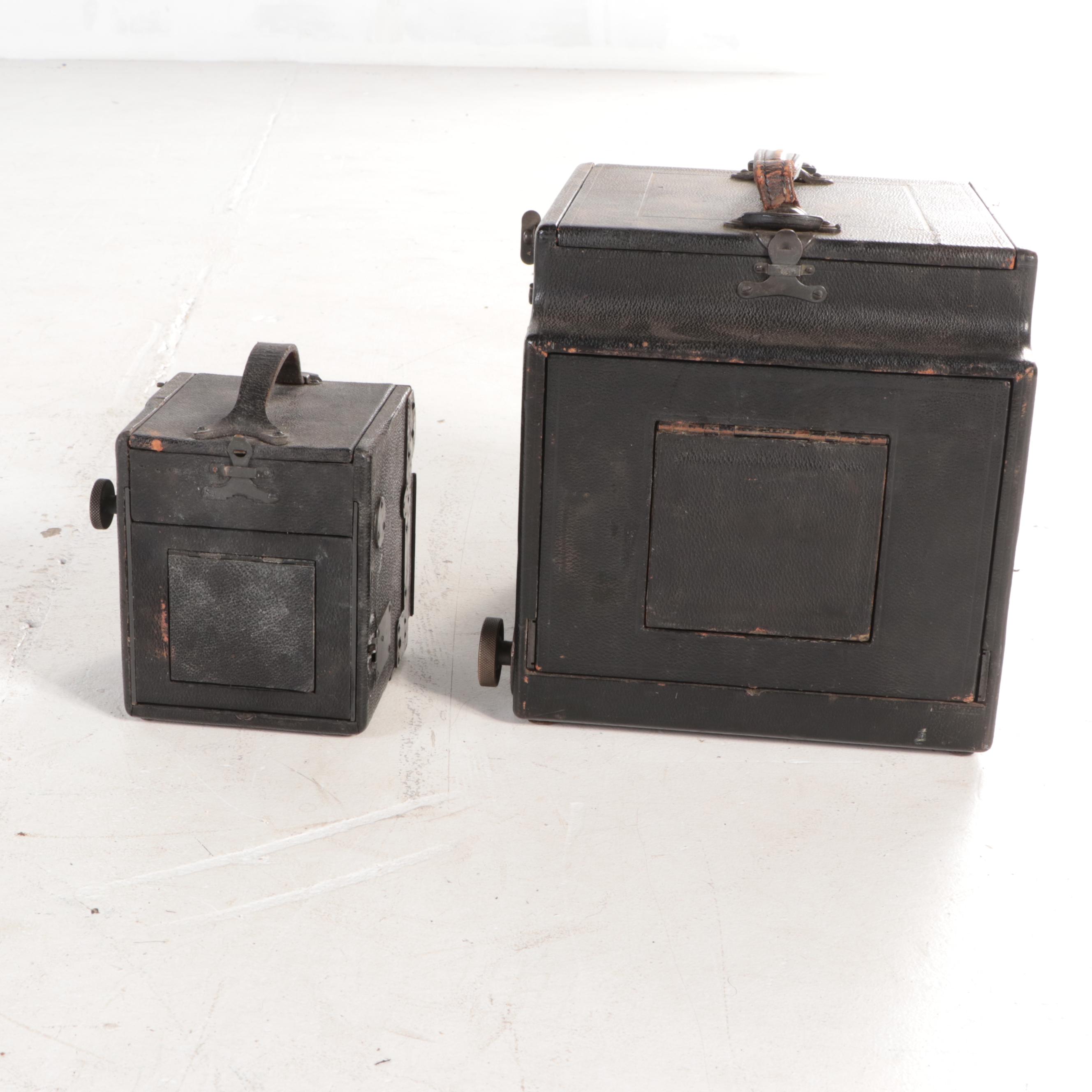 Eastman Kodak Auto Graflex and Graflex Jr. SLR Cameras with Tripods