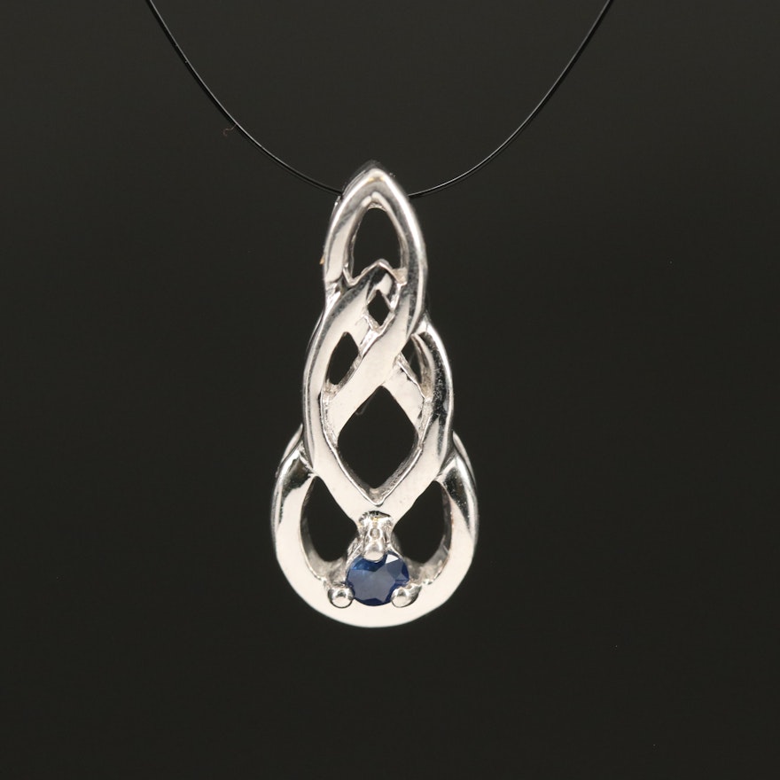 Sterling Sapphire Celtic Knot Pendant