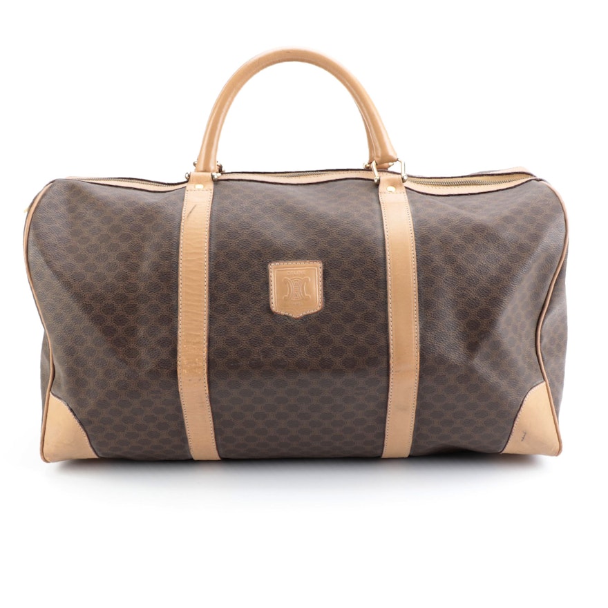 Celine Duffel Bag in Macadam Canvas with Leather Trim
