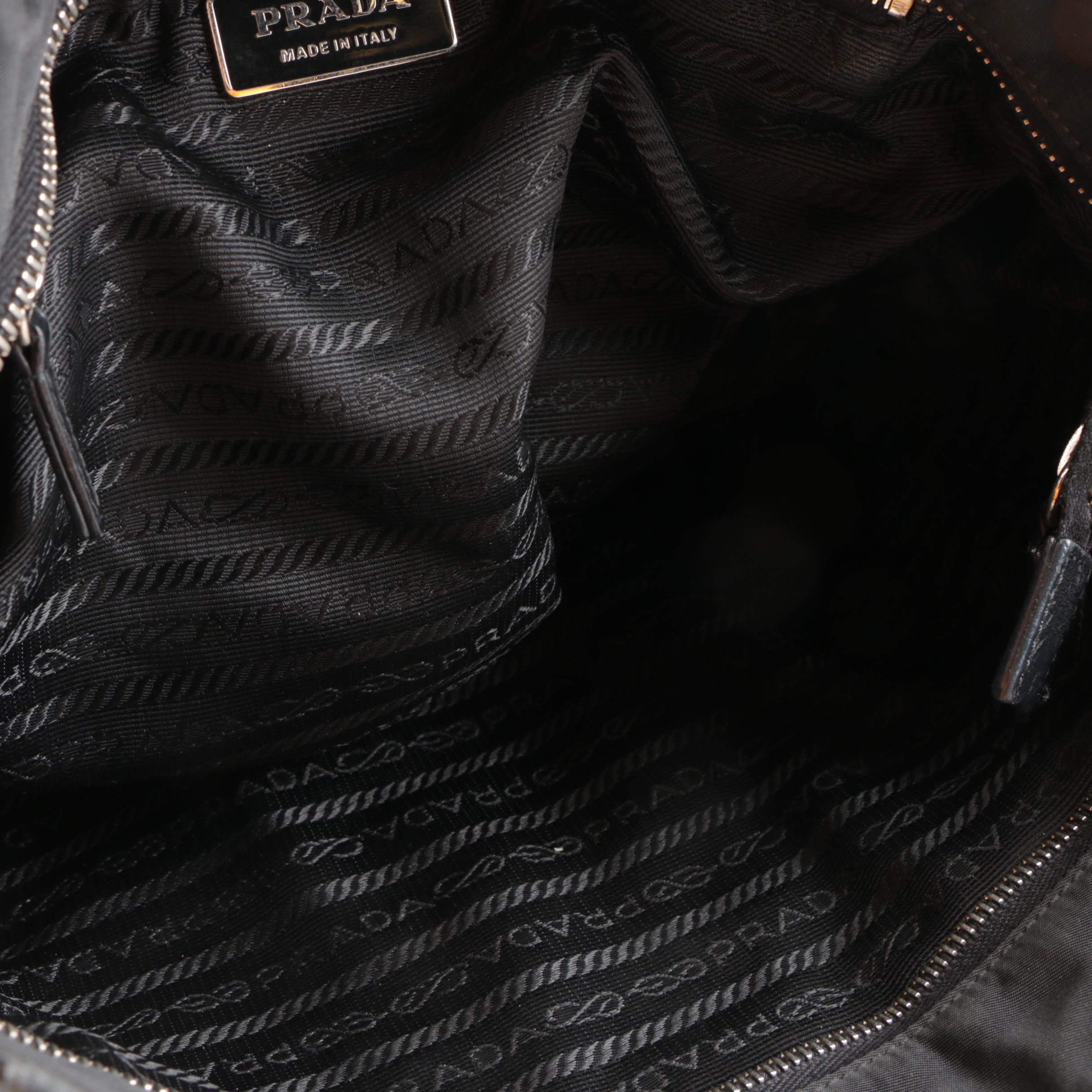 Prada Black Nylon Tessuto and Leather Tote