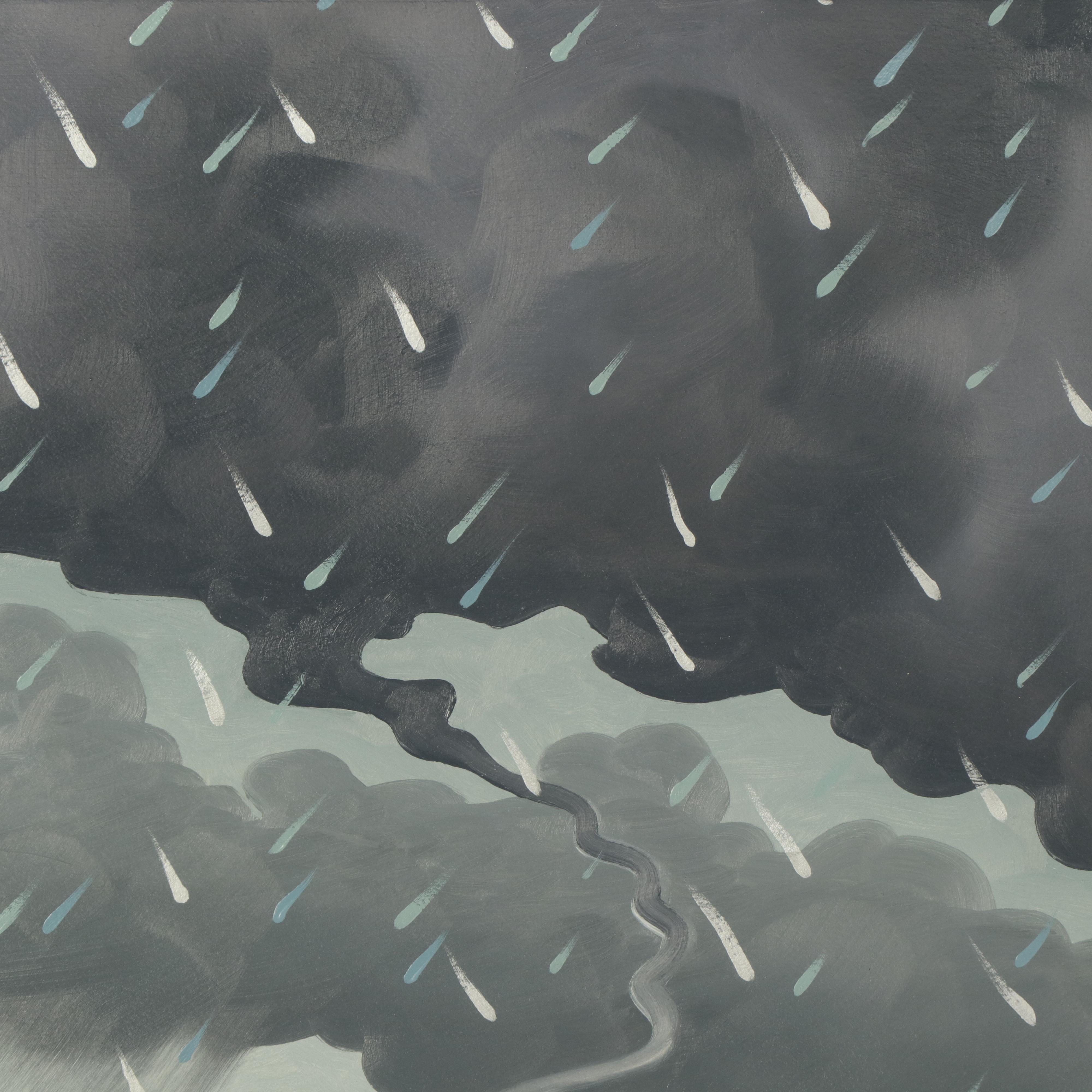 Dan Boldman Stylized Seascape Acrylic Painting, 1989