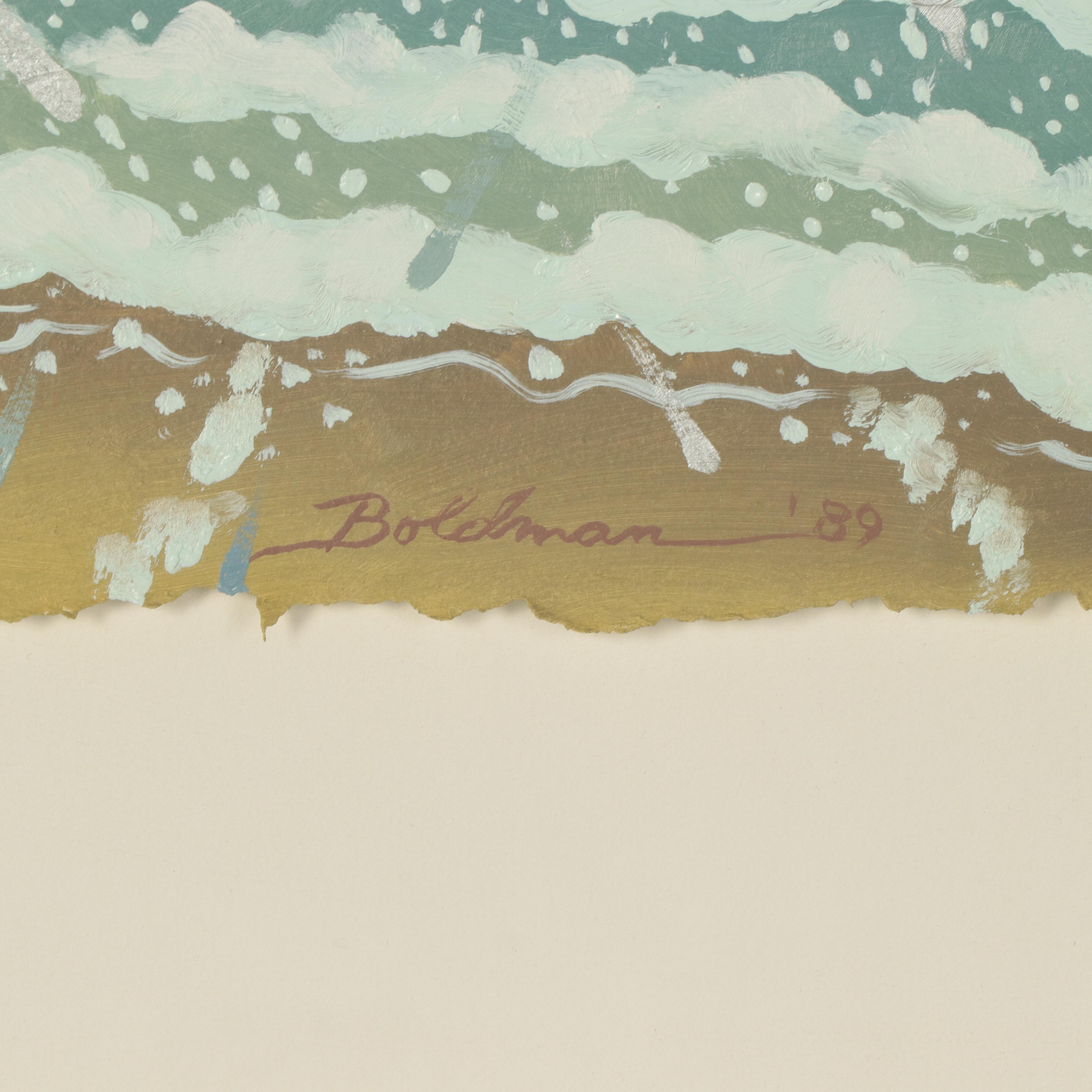 Dan Boldman Stylized Seascape Acrylic Painting, 1989