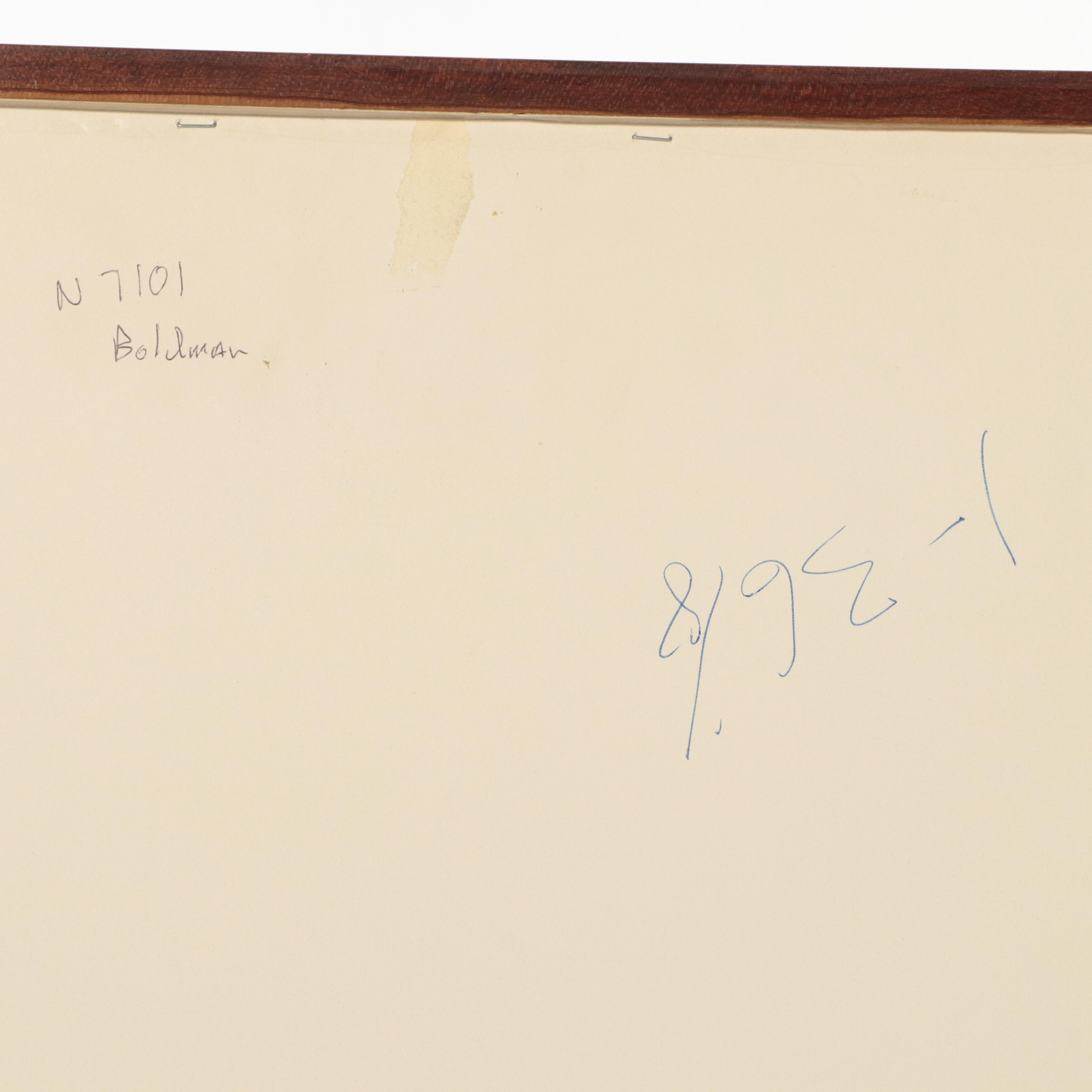 Dan Boldman Stylized Seascape Acrylic Painting, 1989