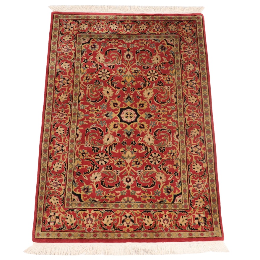 4'1 x 6'7 Hand-Knotted Indian Floral Area Rug