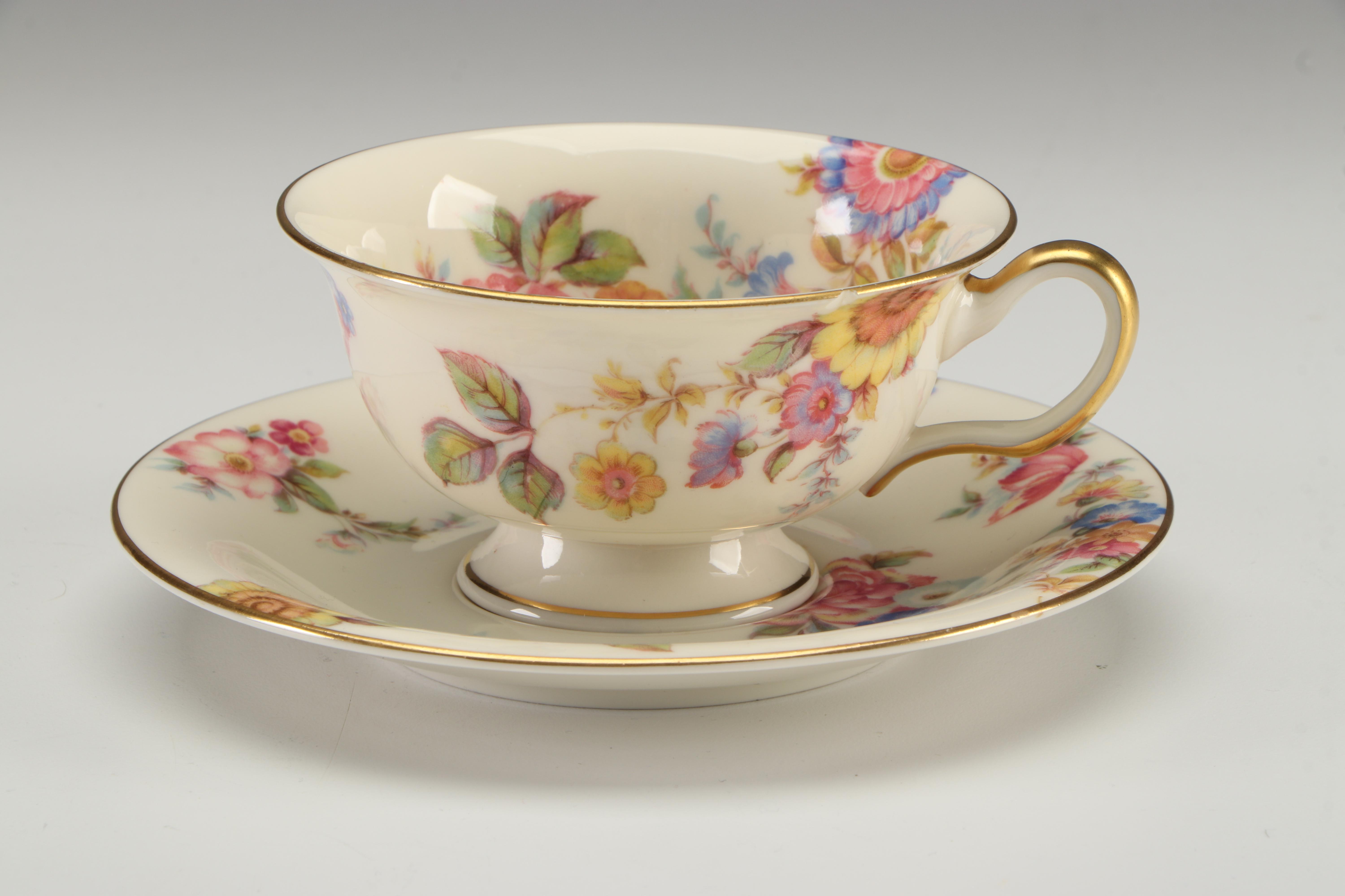 Haviland "Sylvia" Bone China Dinnerware with Castleton Cup and Saucer