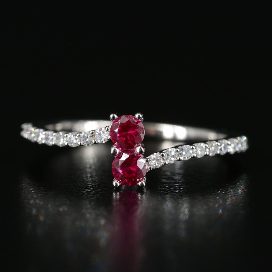 10K Ruby and Diamond Bypass Ring