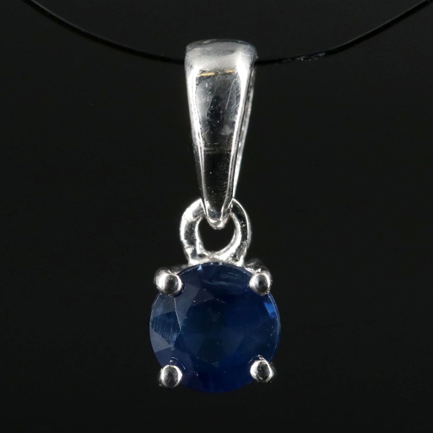 Sterling Sapphire Drop Pendant