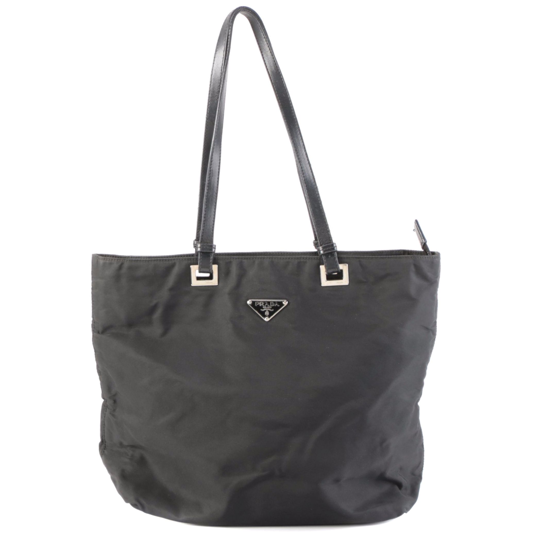Prada Black Nylon Tessuto and Leather Tote