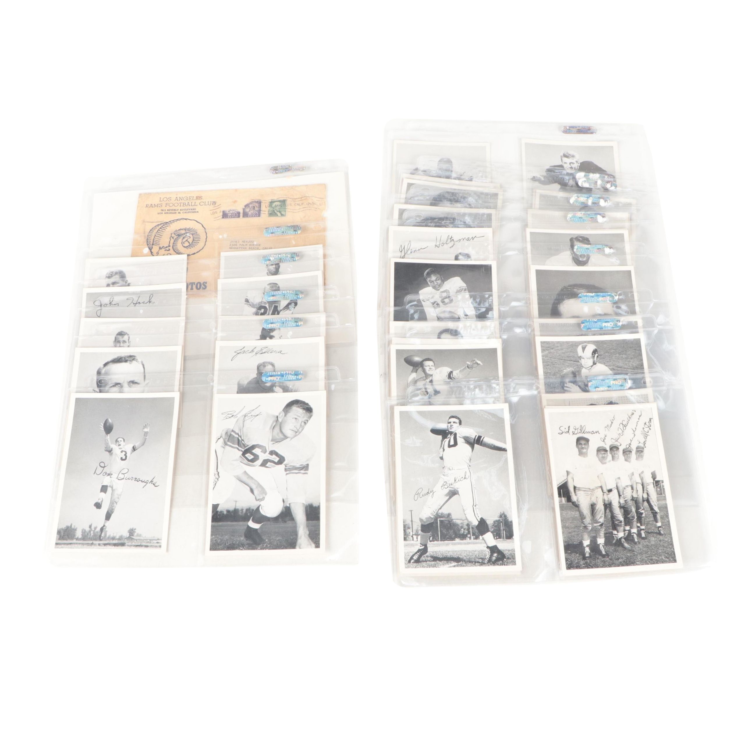 1950s Los Angeles Rams Football Club Player Photos with Protective Sleeves