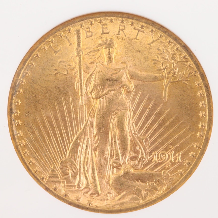 NGC MS64 1911-D $20 Saint-Gaudens Double Eagle Gold Coin
