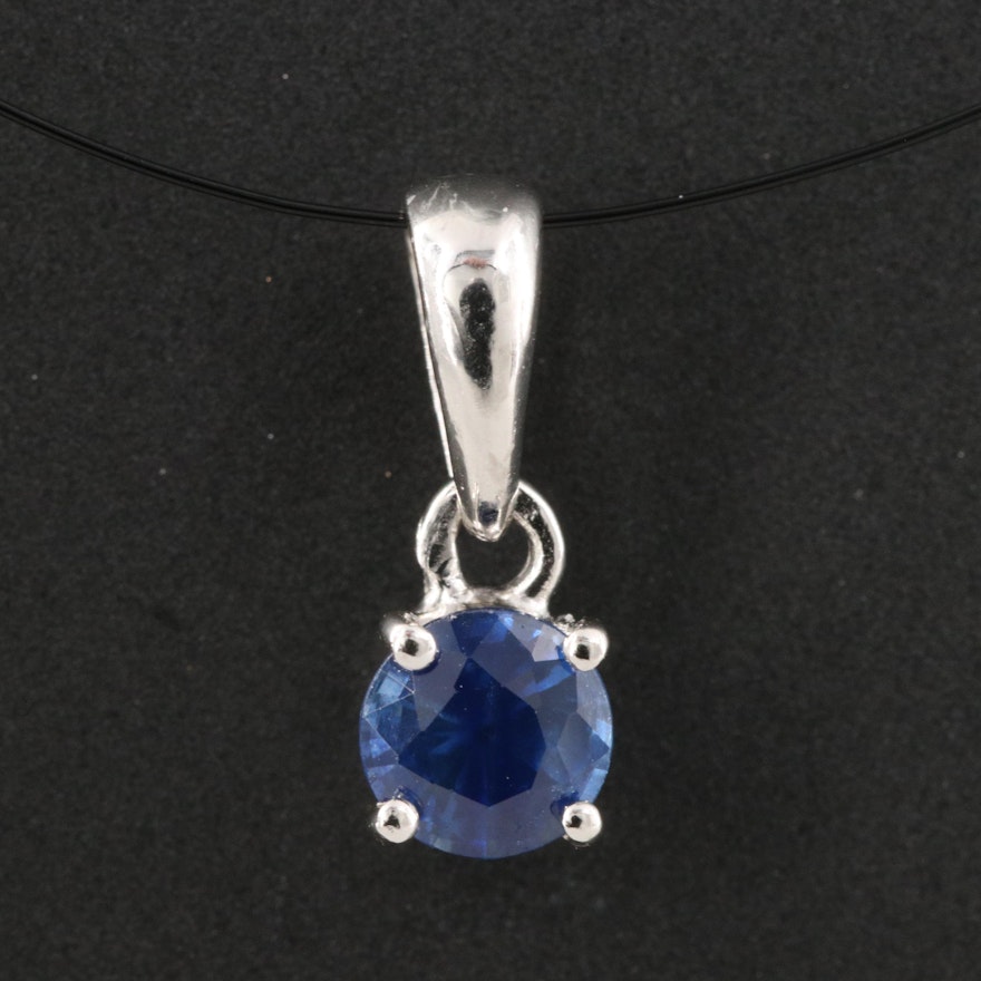 Sterling Silver Sapphire Solitaire Pendant