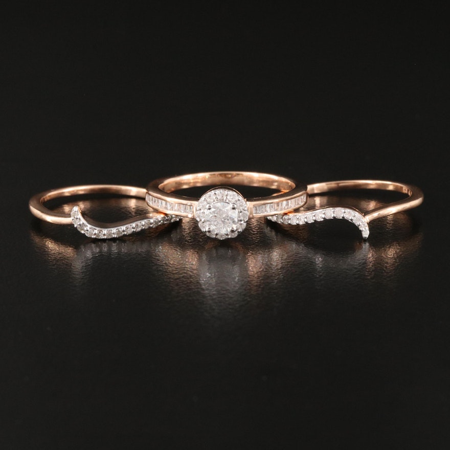 Sterling Silver Diamond Ring Set
