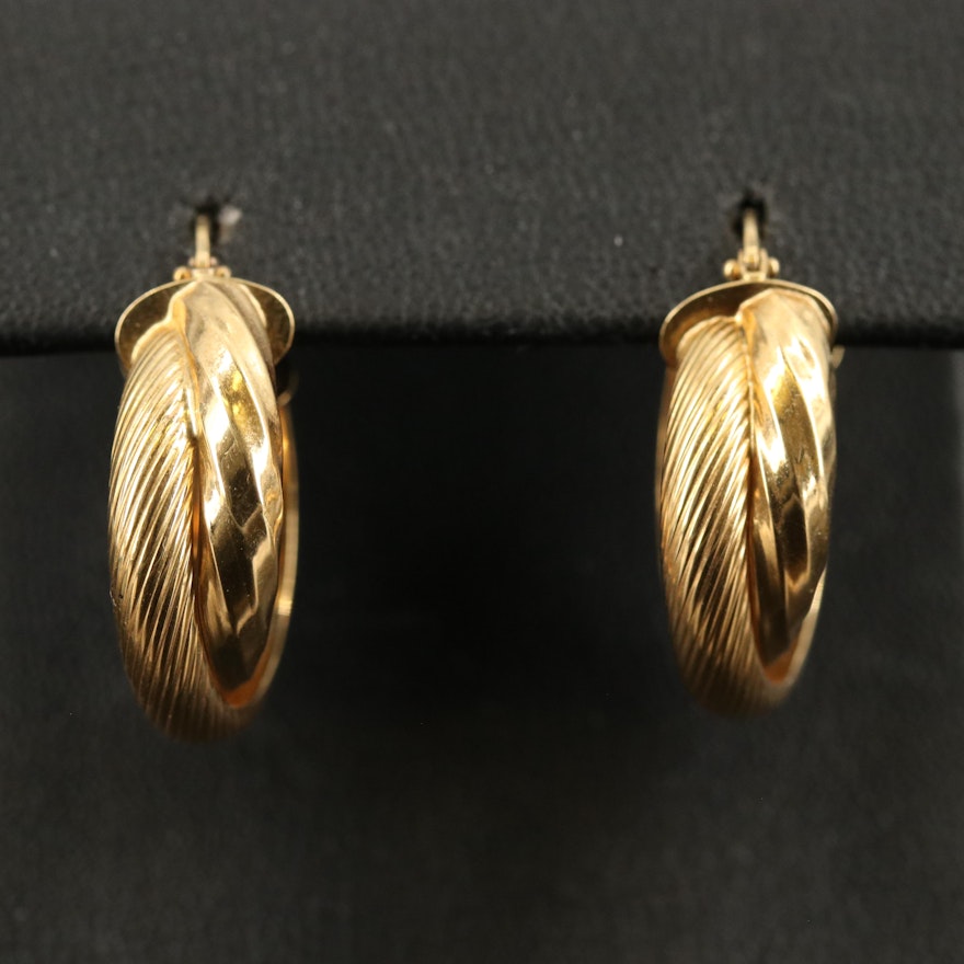 Italian 18K Fluted Hoop Earrings