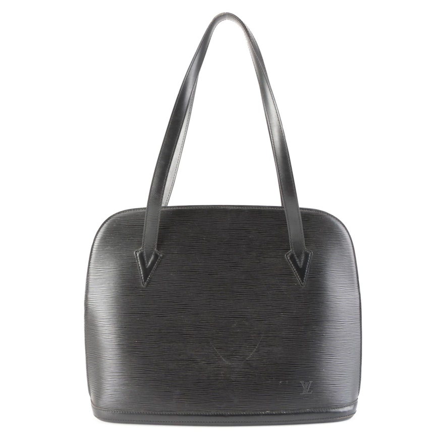Louis Vuitton Lussac Tote in Black Epi and Smooth Leather