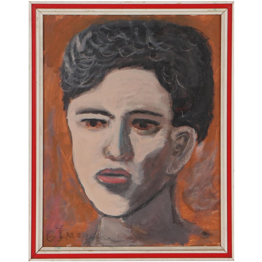 Olga Imayeva Gribanova Acrylic Portrait, Circa 2000