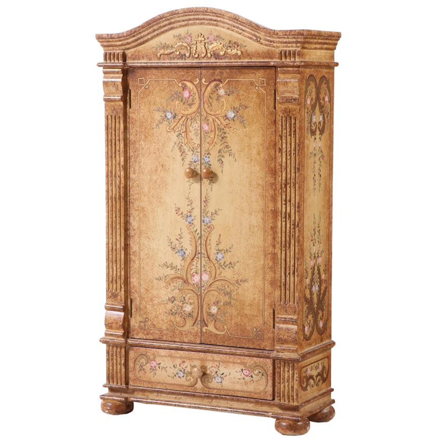 Rococo Style Paint-Decorated and Parcel-Gilt Side Cabinet