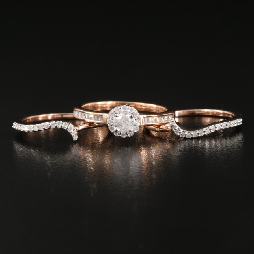 Sterling Silver Diamond Ring Set