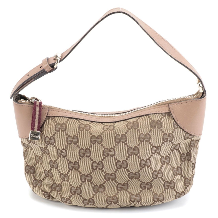 Gucci Pochette in GG Canvas with Beige Leather