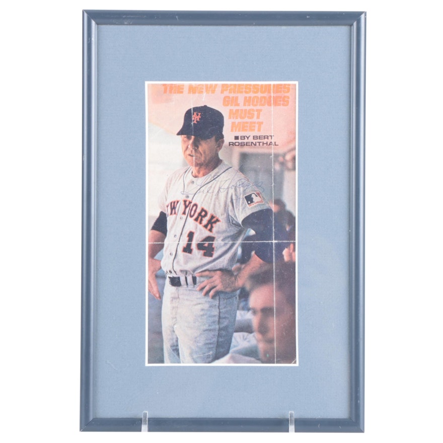 1969 Gil Hodges Signed New York Mets Manager Framed Magazine Print