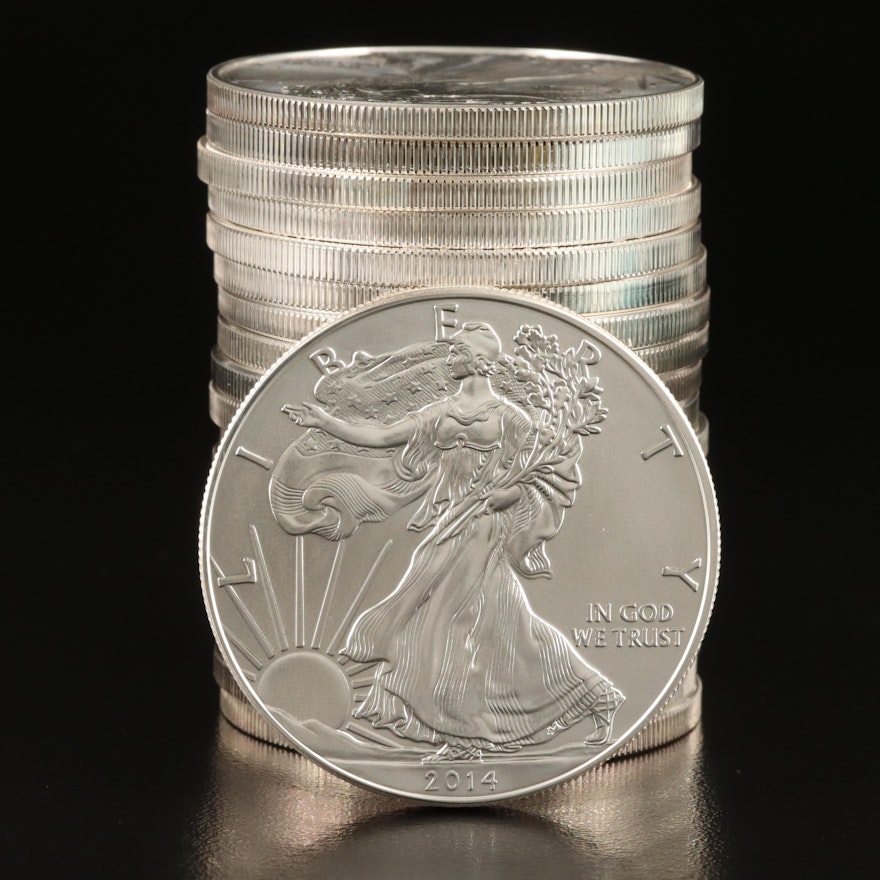 U.S. Mint Tube of Twenty 2014 $1 American Silver Eagle Bullion Coins