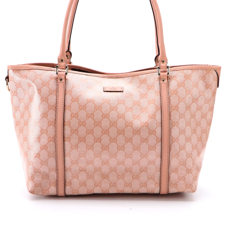 Gucci GG Pink Coated Canvas and Leather Tote